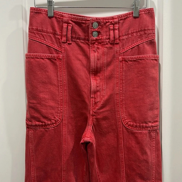 NWT Isabel Marant Étoile Tess High Rise Red Denim Jeans Sz 34 US 2 - Picture 6 of 11